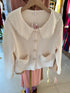 Pearl Decor Peter Pan Collar Cardigan
